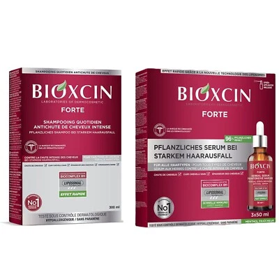 Bioxcin Forte Sparset für intensiven Haarausfall 300ml Shampoo + 3x50ml Serum