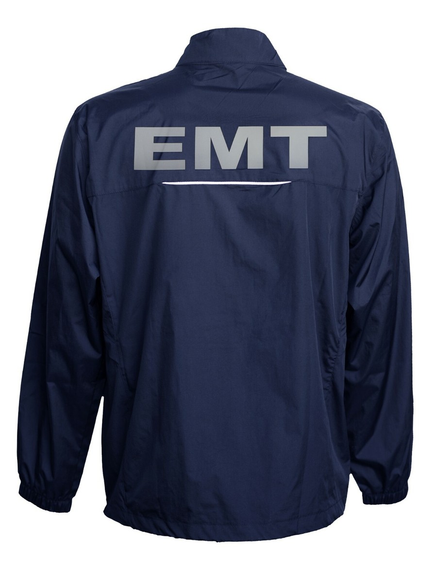 EMT Navy windbreaker, REFLECTIVE logo, zip-up jacket, First