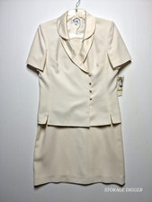 Vintage Le Suit Summer Sunset Vanilla 2 Piece Set Women's 14 Cream Career Wear