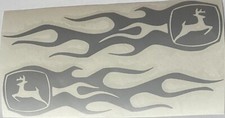 Silver John Deere Flames Decal Sticker Silver John Deere Flames Decal Sticker
