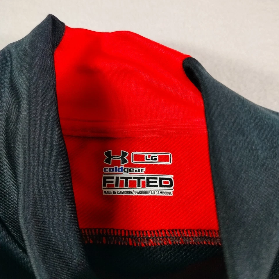 Under Armour Shirt Mens Large Black Red ColdGear Long Sleeve Training Workout - Image 3 of 4