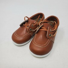 Deadstock Brown Leather Loafers 70s 80s Infant Boys Size 3 Vintage Shoes