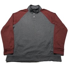 Sonoma Fleece Sweatshirt Men’s XXL Gray Red Pullover 1/4 Snap Hipster Casual Y2K