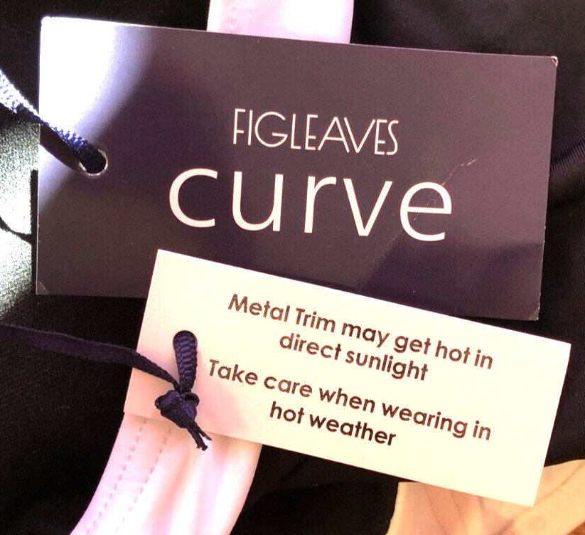Figleaves Swimsuit UK26 Black/White Padded Plunge Choker Halterneck New + Tags image 4
