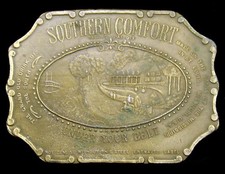 LJ06189 GREAT 1970s BERGAMOT  SOUTHERN COMFORT  HEAVY BRASSTONE BOOZE BUCKLE