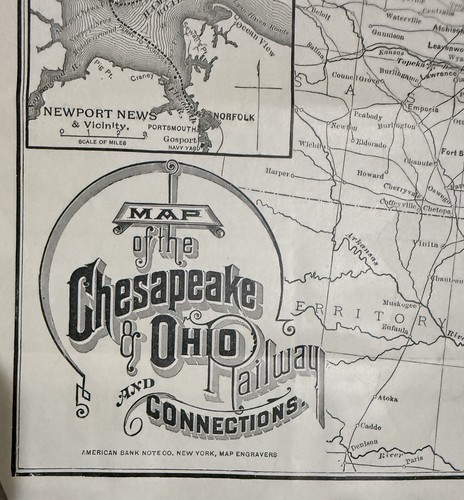Chesapeake and Ohio Railway Co. w/ Foldout Map 1882