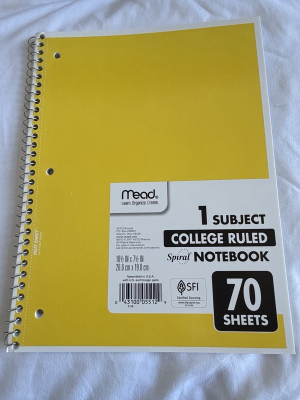 Mead 1 Subject College Ruled Spiral Notebook, 70 Sheets, Yellow, 10 1/2 x 7 1/2