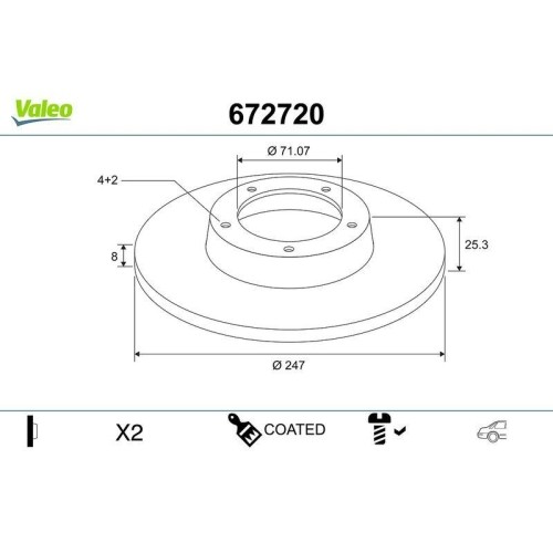 1X Bremsscheibe Valeo 672720 Passend FüR CitroËN Peugeot CitroËN (DF-PSA)-image