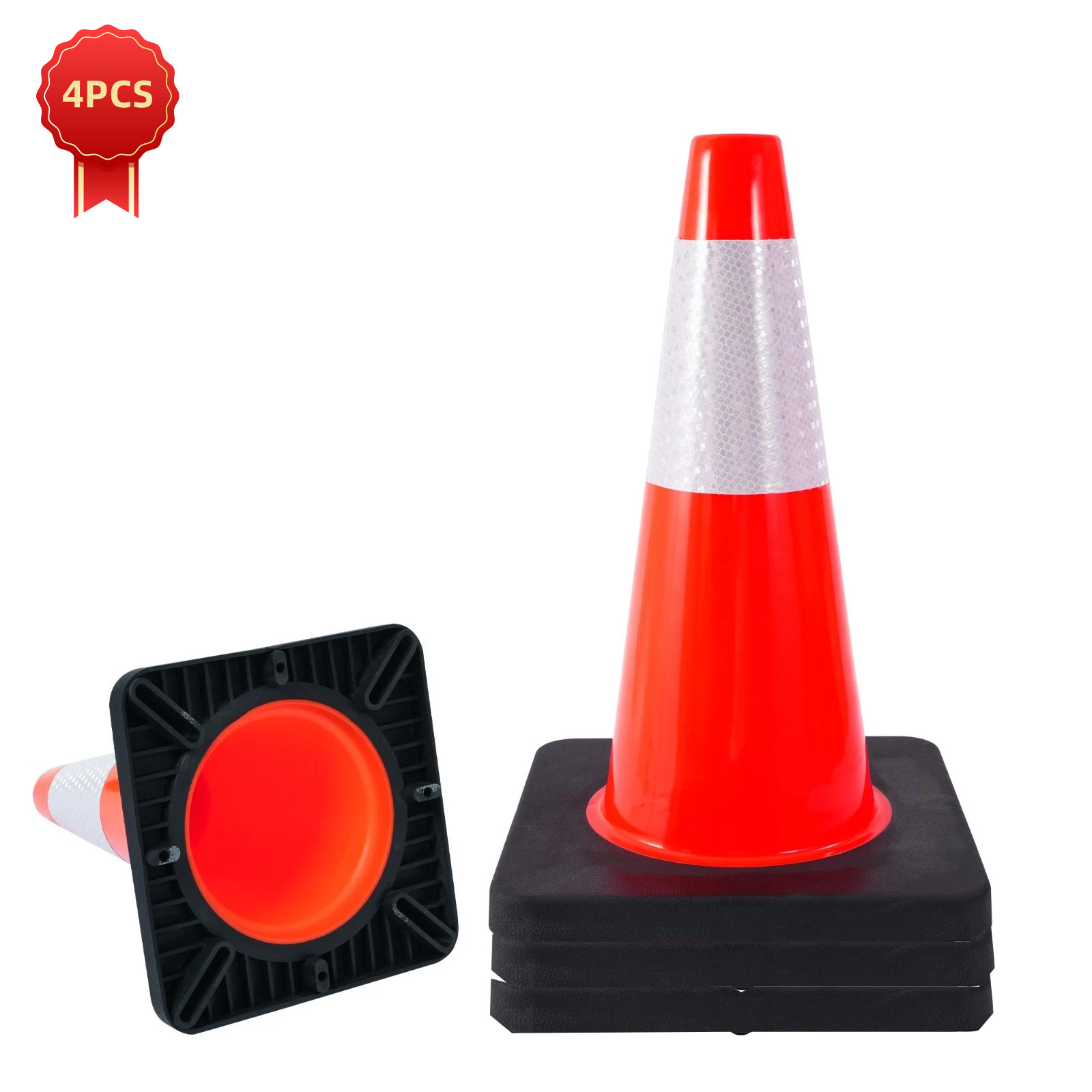4 PACK-18'' Heavy Duty Traffic Safety Cones,5lbs Weight,W Reflective Collar