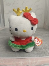 Hello Kitty Sanrio Christmas Dress Antlers TY Beanie Baby Plush w/ tags