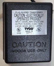 Tyco B631S Battery Charger/Power Cord/Wall Plug/Supply 7.5V Hobby Transformer