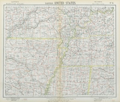 SOUTHEASTERN USA. Arkansas Tennessee Missouri MS KY AL Railroads. LETTS 1883 Karte