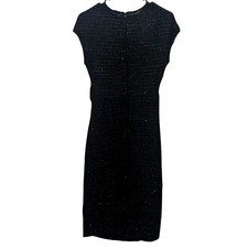ZARA Bodycon Midi Dress S Black Sparkly Knit Cap Sleeve Party Cocktail NWT