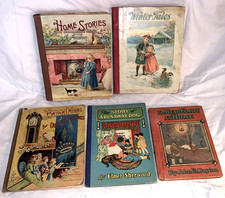 Nice Group 5 Antique Hardcover Childrens Books