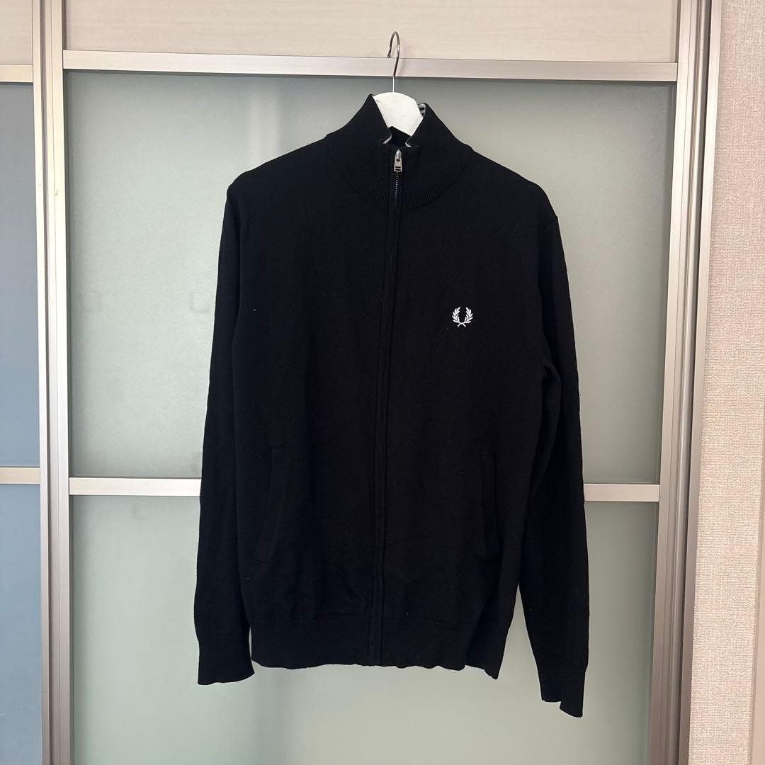 Fred Perry Black Knit Jacket L Men’s Casual Sweater Excellent Condition