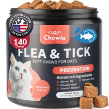 Flea Support Chews for Cats Salmon Flavor Flea and Tick Supplement for Cats Dail