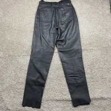 Harley-Davidson Women's 32/4 Black Genuine Leather Pants CA 03402 Suspender Loop