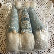 MeraVic Christmas Gnome Figurines Set of 3 Blue White Gray Seasonal Decor