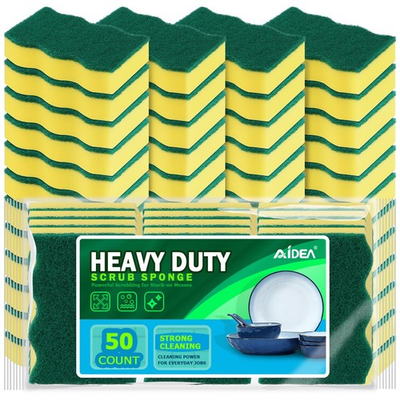 #ad 50 Pack Heavy Duty Kitchen Sponges Stink Free Dish Scrubber for Pots amp; Pans $27.99