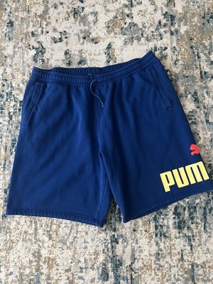 PUMA Mens Sweat Shorts Blue Logo Size Medium 10  inseam Size XXL EUC