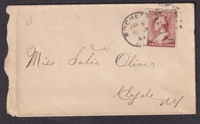 Jan 1886 2c cover Rochester NY to Miss Latie Oliver Clyde NY
