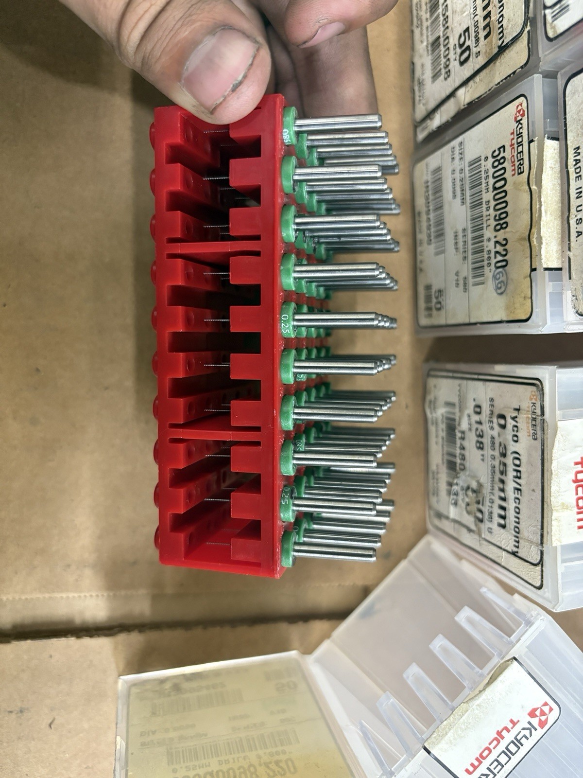 (25 boxes) 0.35mm, 0.30mm, 0.25mm Micro Carbide Drills 1250 Total -Kyocera Tycom