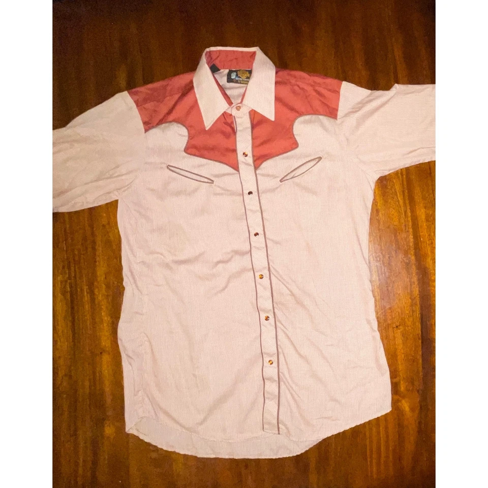 Vtg Kenny Rogers Western by Karman Red White Gingham Pearl Snap Shirt 15 1/2 33 - Image 4 of 4