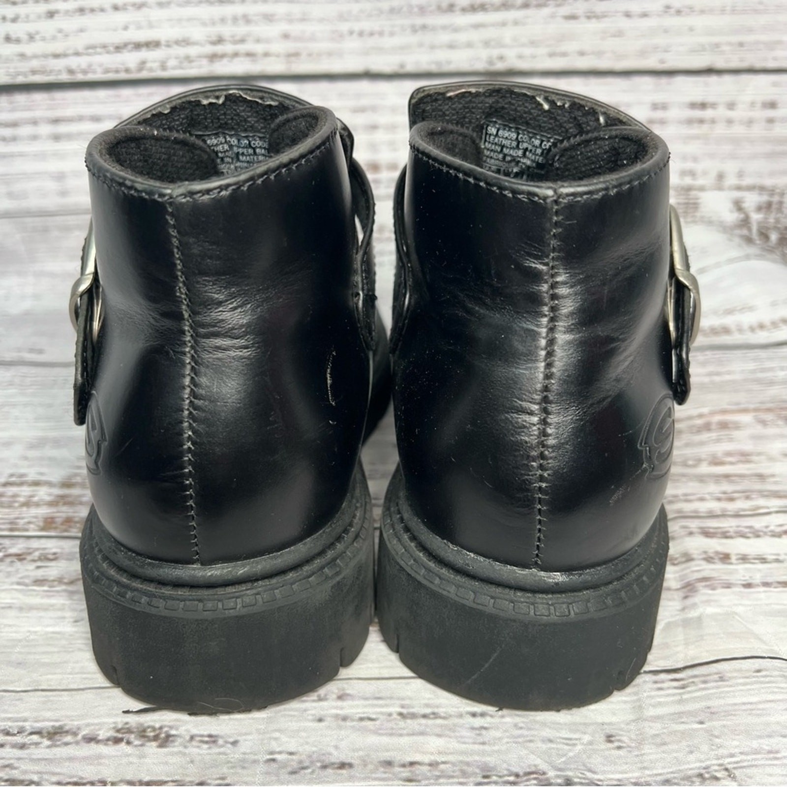 Skechers Mens 8 Black Chunky Boots Monk Strap Y2K… - image 5