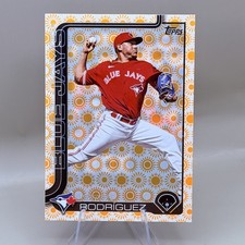 2025 Topps Series 2 Yariel Rodriguez #694 Holiday Sun Parallel Blue Jays