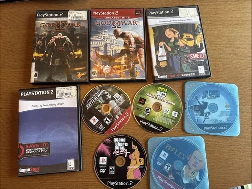 Playstation 2 PS2 — Lot of 9 games: Bully, God of War, Crash Tag Team, Sly Coop+