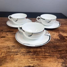 STUDIO NOVA Y0105 Attitudes Tea Cups & Saucers Set of 3 (6 pcs) Art Deco