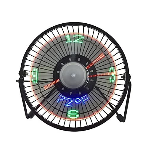 USB LED Clock Mini Fan with Real Time Temperature Display Desktop 360 Cooling... - Bild 2 von 6