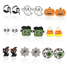 9 Pairs Halloween Earrings Studs for Women Teen Girls Halloween Style