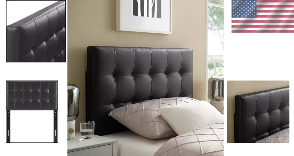 Cabecero doble de cuero vegano acolchado Lily - Altura ajustable con diseño elegante Foto 2 de 4