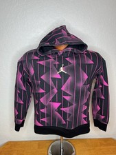 Kids Girls Nike Air Jordan Hoodie Large L - Cotton / Poly - Black / Pink