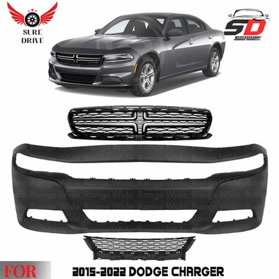 Front Bumper Cover Paintable & Grille Assembly Kit For 2015-2022 Dodge Charger
