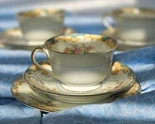 Tea Cup, Saucer & Dessert Plate Noritake Lusterware: Luray Pattern c. 1935-1941