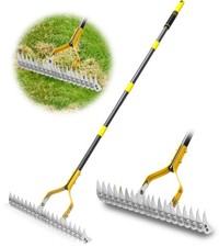 Rastrillo de paja para césped, rastrillo de paja de alta resistencia de 15" con mango de 70"