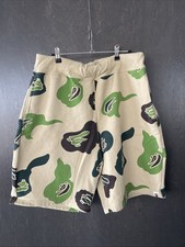 A Bathing Ape BAPE Sweat Shorts All Over Print Beige Mens Large