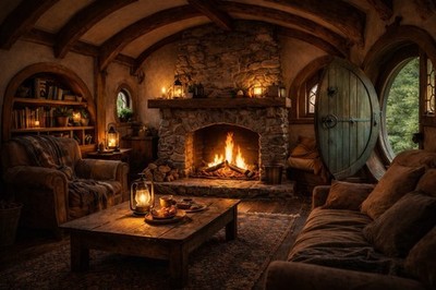 8x10 Photo Print Interior Of A Hobbit Home Fireplace Landscape Full Color Gloss