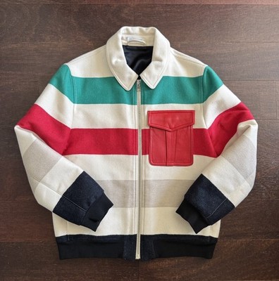 J W ANDERSON Striped Wool Leather Jacket EU 46 US 38 Medium