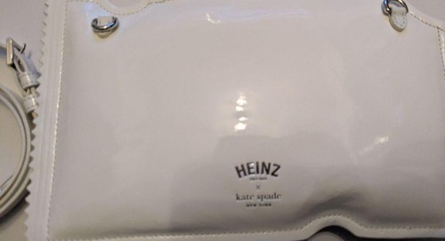 Pacchetto 3D Kate Spade Heinz stampato brevetto tracolla bianco fresco USATO - Foto 2 di 4