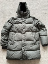 M&S Men's Puffer Jacket Size Large Khaki Down Shower Resistant Hooded Zip