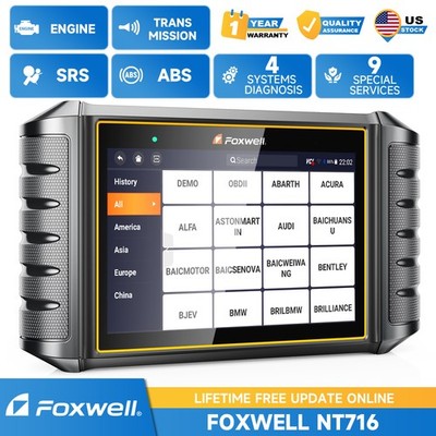 Foxwell NT716 Bidirectional OBD2 Scanner ABS SRS TPMS DPF EPB SAS Oil Reset Tool