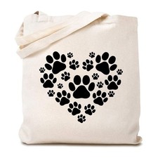 Women's Dog Paw Print Heart Graphic Canvas Tote Bag Funny Dog Mom Gift Animal...