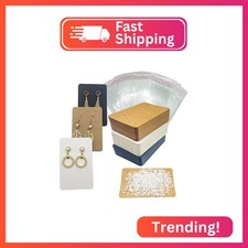 150 Earring Card Necklace Display Cards with 300 Earring Backs and 150 Self-Seal