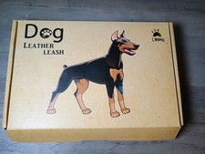 LWBMG Long Leather Dog Leash 10ft, Heavy Duty Dog Leash, Genuine Leather - NEW