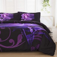 King Purple Reversible Comforter Set with Pillowcases