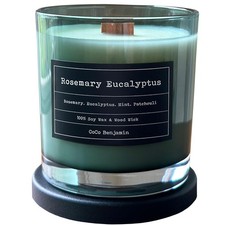 Rosemary Eucalyptus Wooden Wick 100 Soy Highly Scented Hand Poured Candle 8 Oz