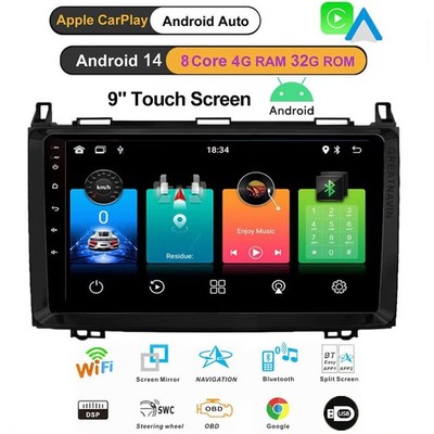 4+32G Autoradio für Mercedes Benz W169 W245 9'' CarPlay DAB GPS Navi EQ+BT 8 Kern